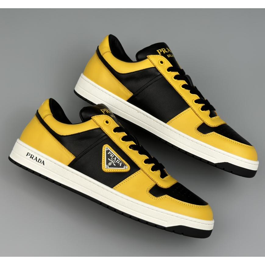 Prada Downtown Logo-plaque Leather Sneakers - DopestKickz