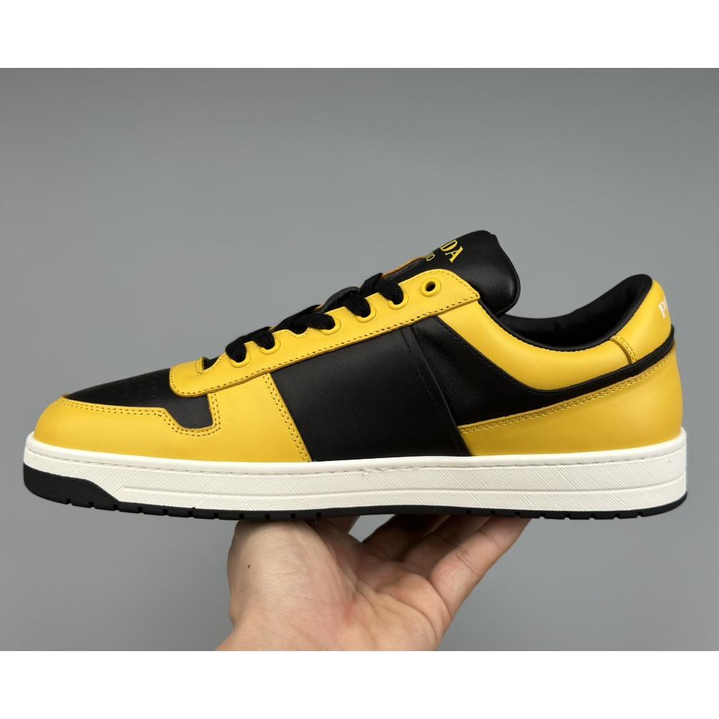 Prada Downtown Logo-plaque Leather Sneakers - DopestKickz