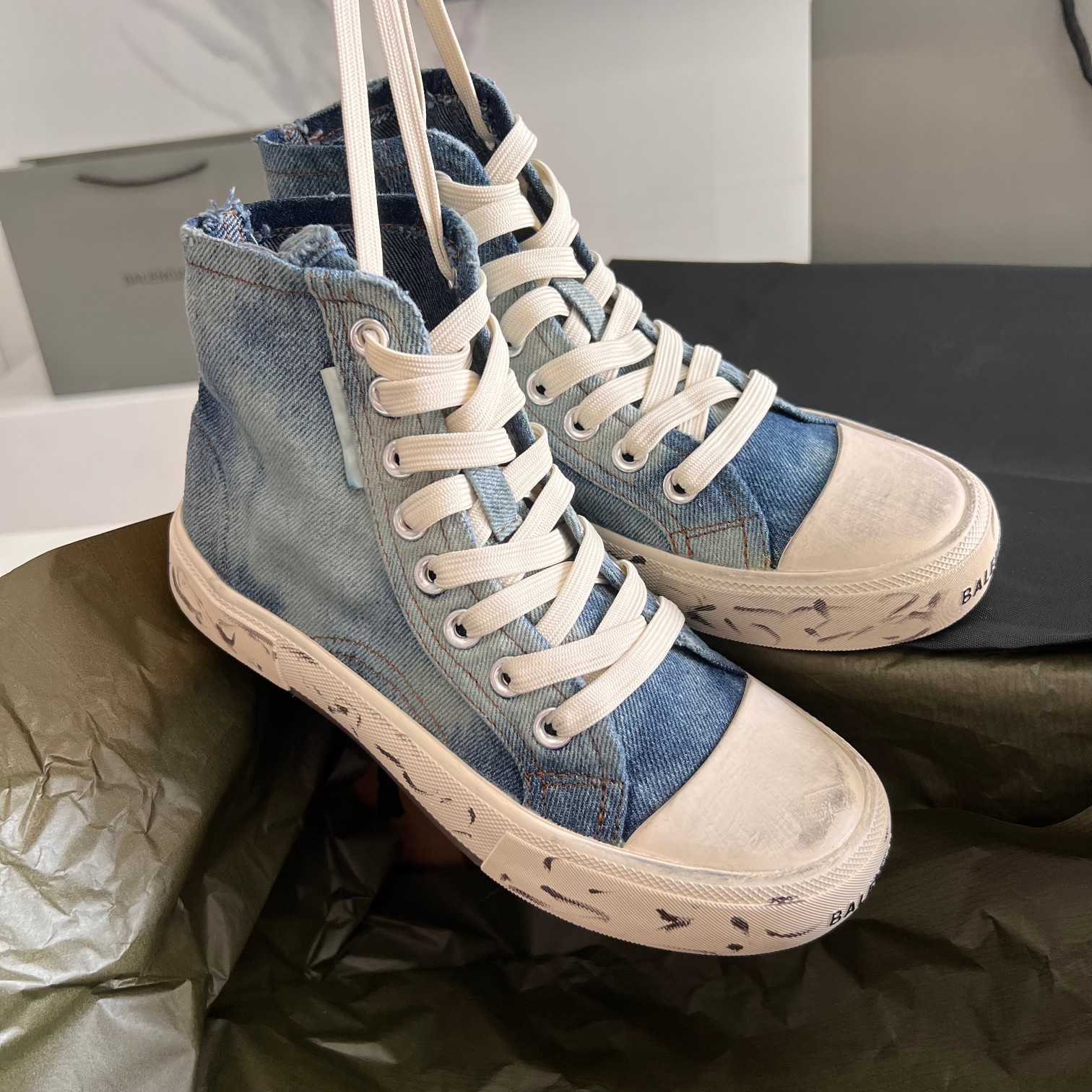Balenciaga Paris High Top Sneaker In Blue - DopestKickz