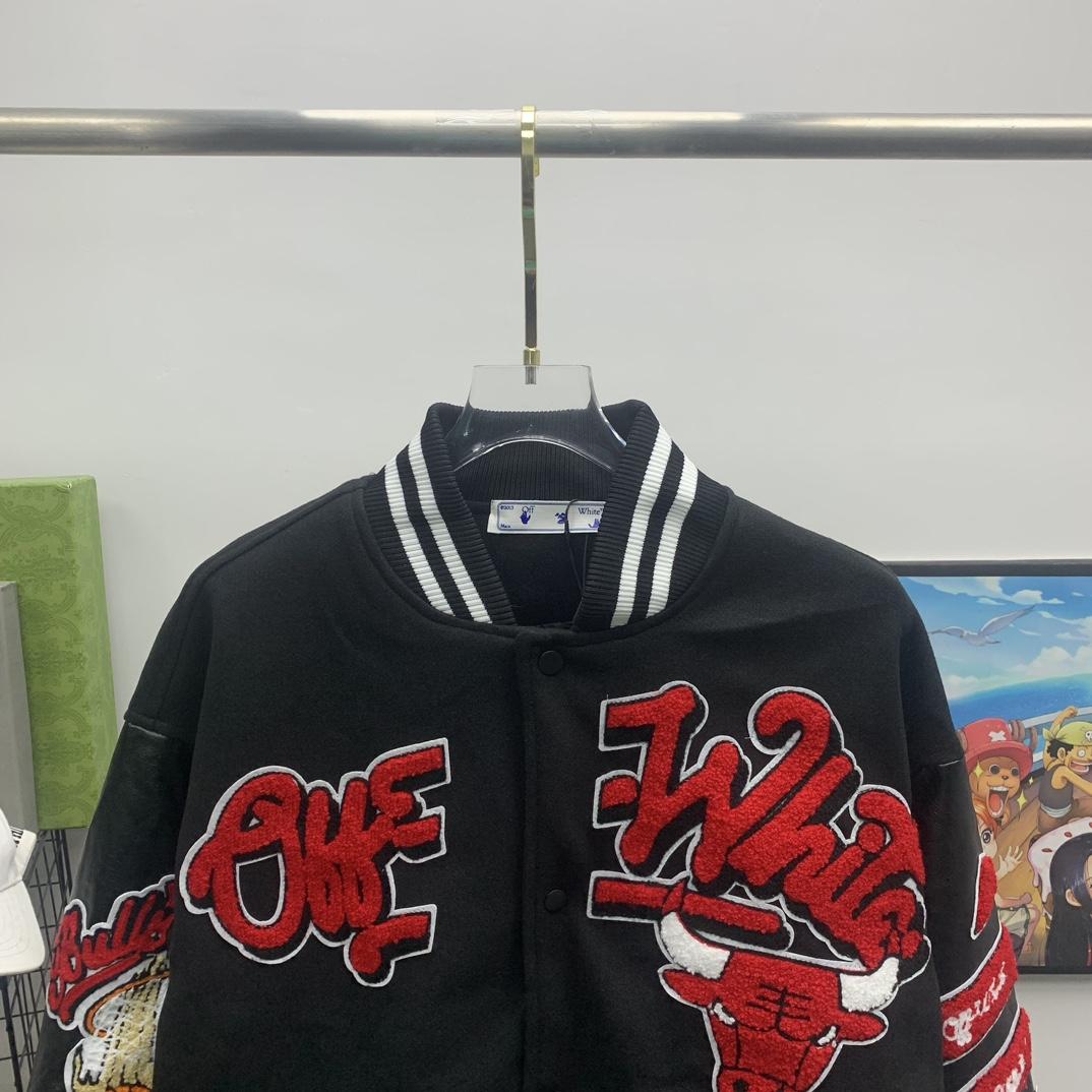 Off White C/O Chicago Bulls Varsity Jacket - DopestKickz