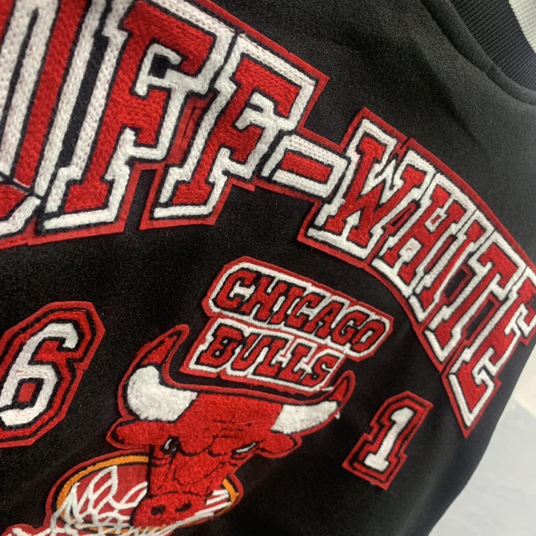 Off White C/O Chicago Bulls Varsity Jacket - DopestKickz