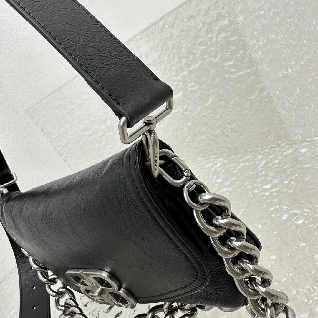 Balenciaga BB Soft Small Flap Bag In Black - DopestKickz