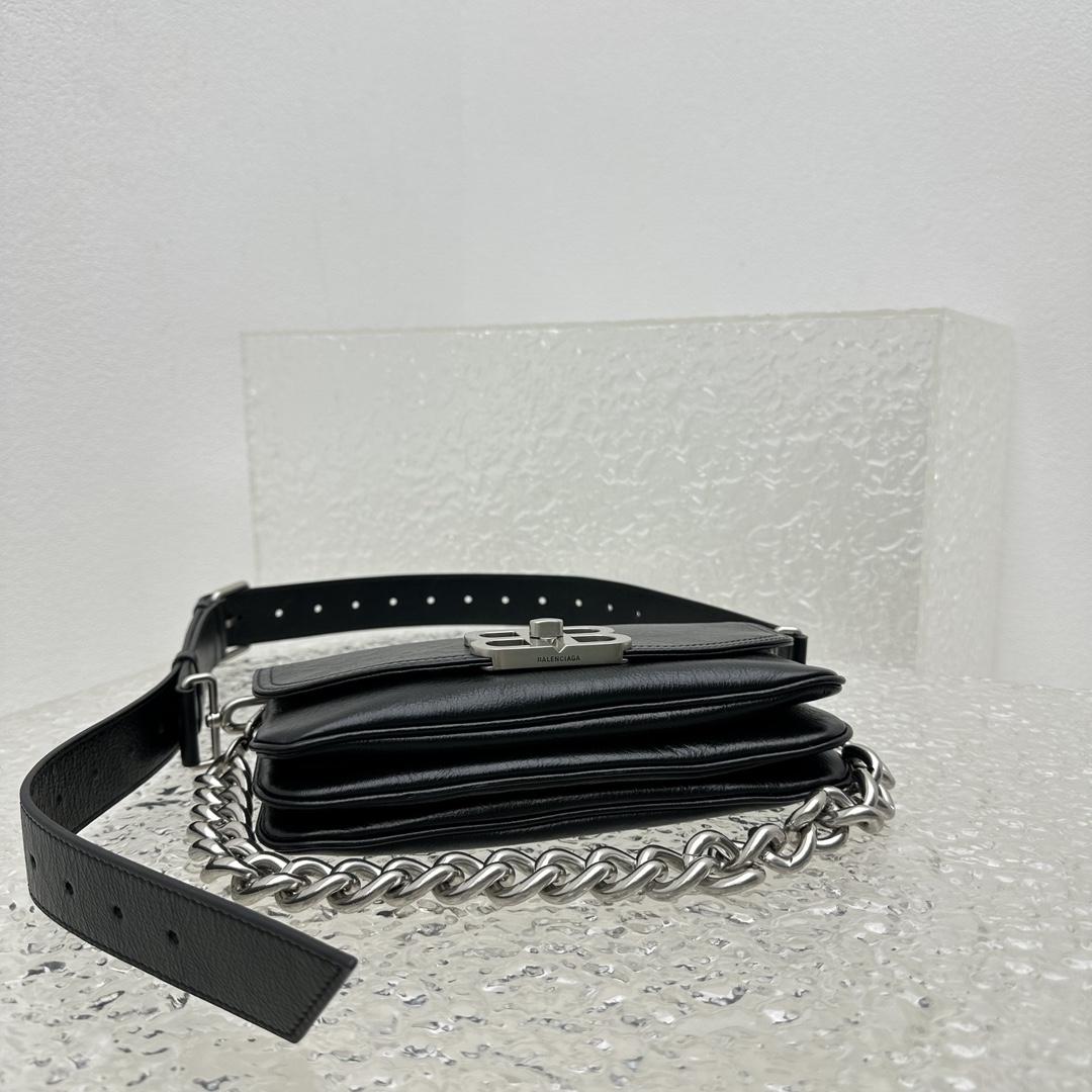 Balenciaga BB Soft Small Flap Bag In Black - DopestKickz