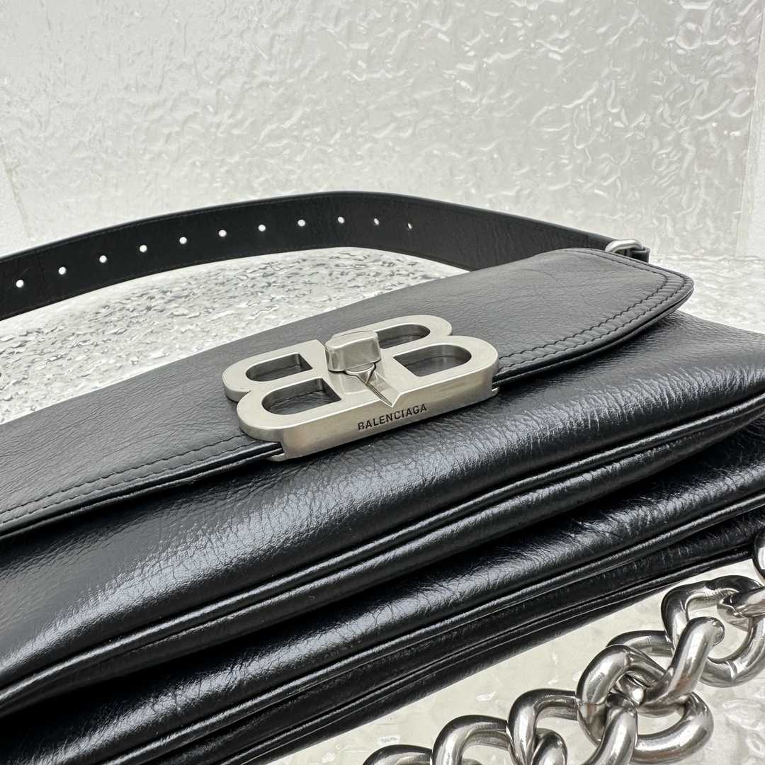 Balenciaga BB Soft Small Flap Bag In Black - DopestKickz