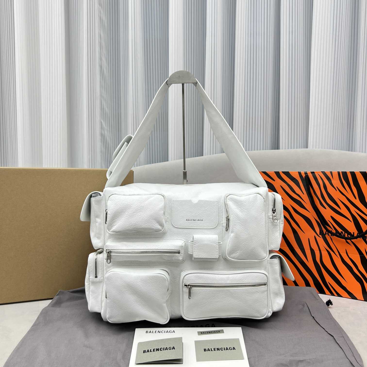 Balenciaga Superbusy Large Sling Bag In White - DopestKickz