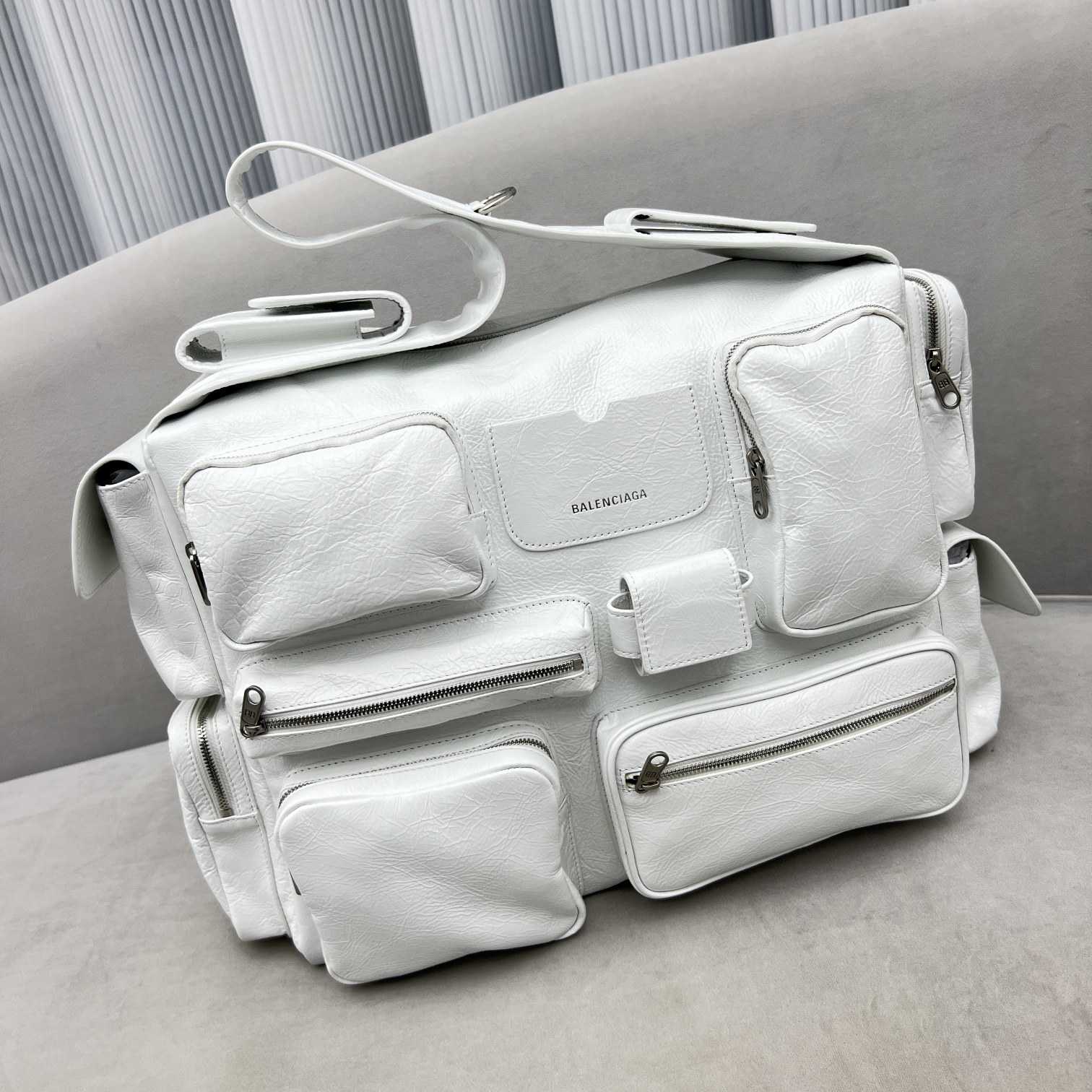Balenciaga Superbusy Large Sling Bag In White - DopestKickz