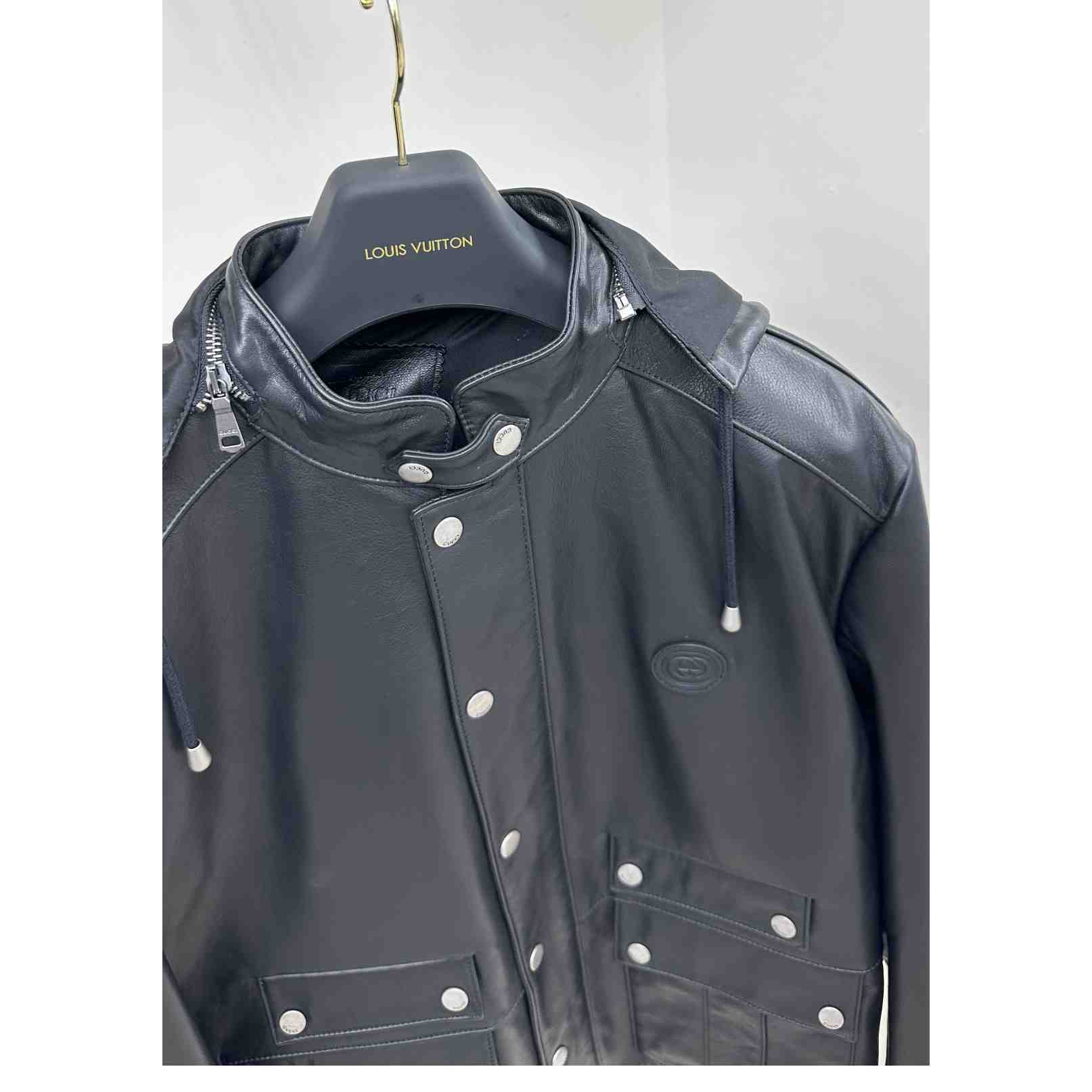 Gucci Leather Jacket With Interlocking G  - DopestKickz