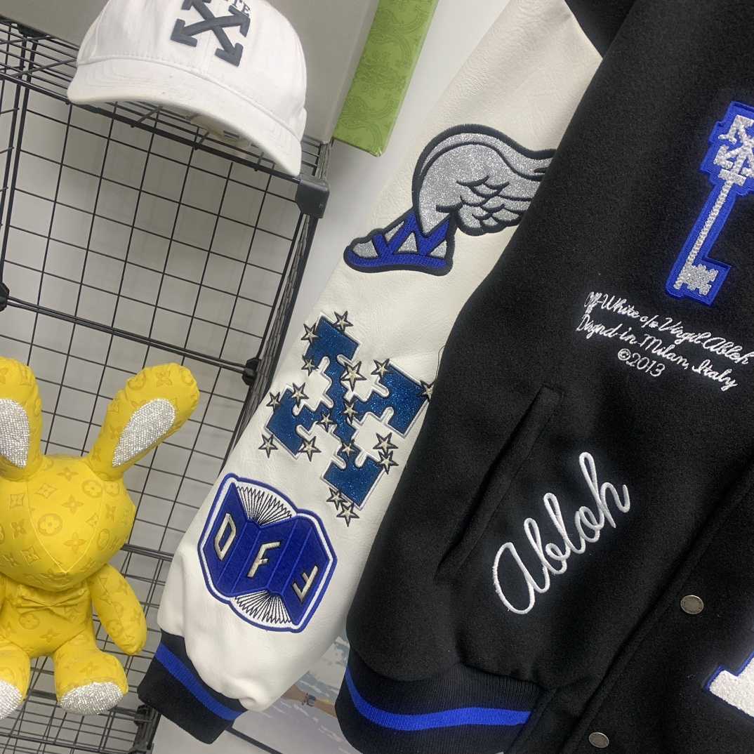Off White Patch-detail Wool Bomber Jacket - DopestKickz