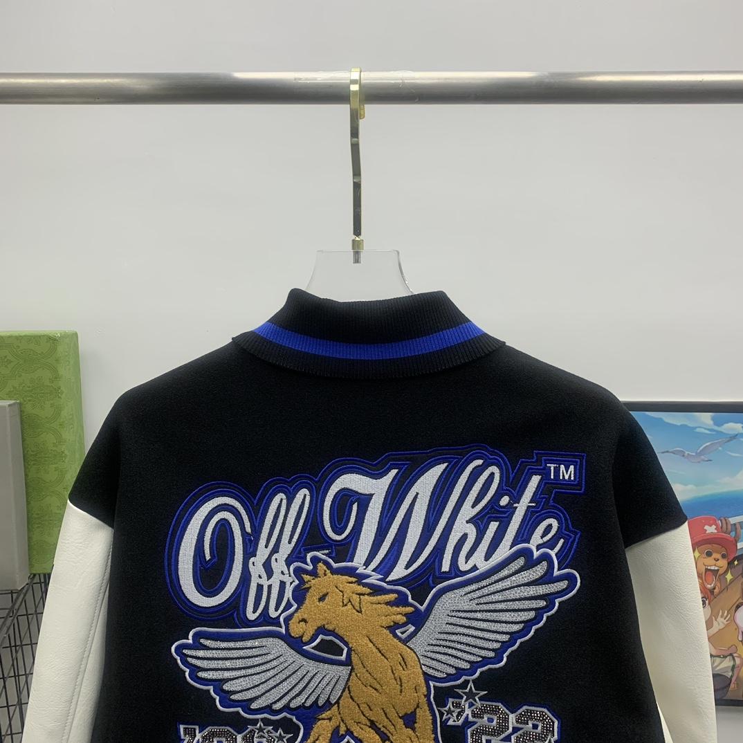 Off White Patch-detail Wool Bomber Jacket - DopestKickz