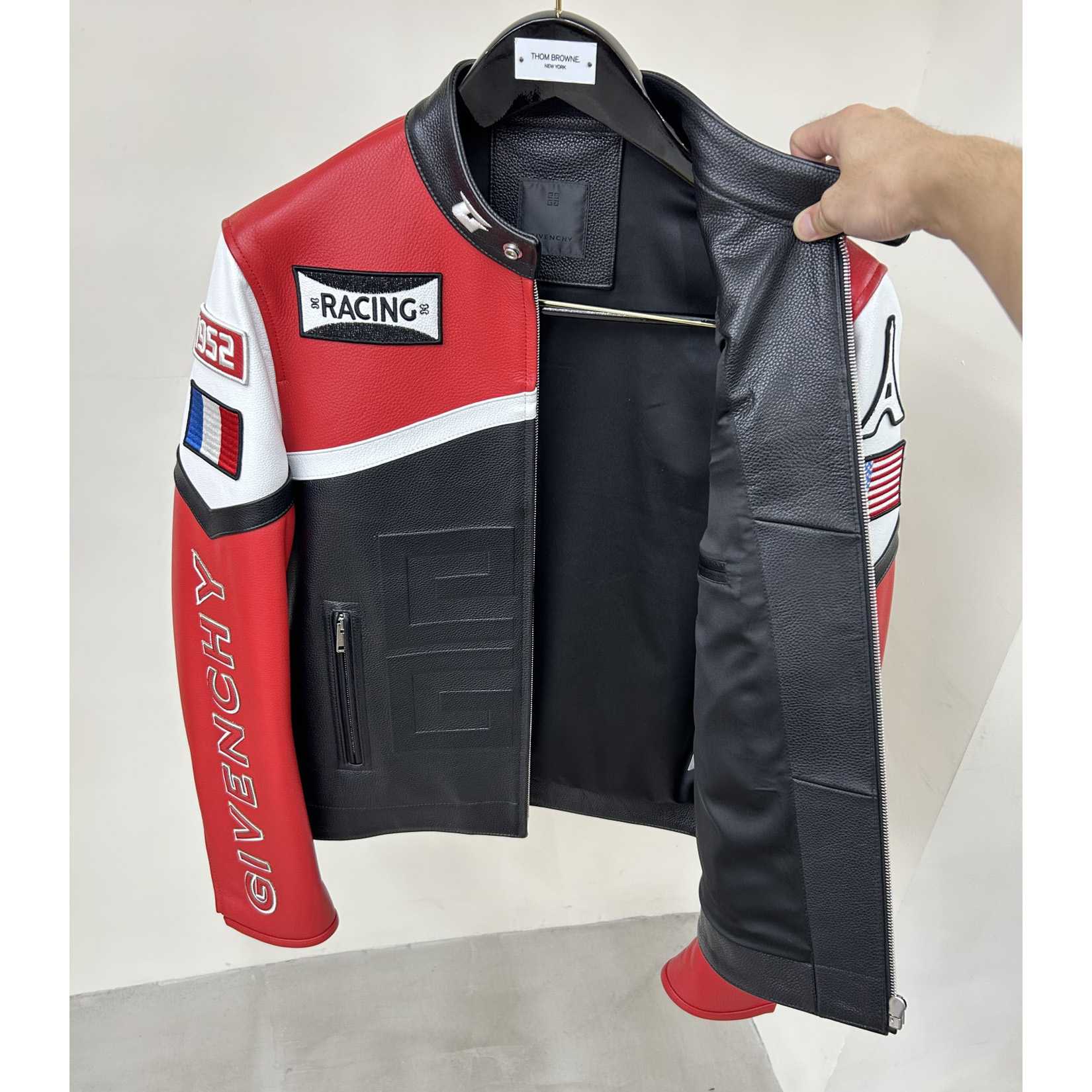 Givenchy Red 4g Motif Biker Jacket - DopestKickz