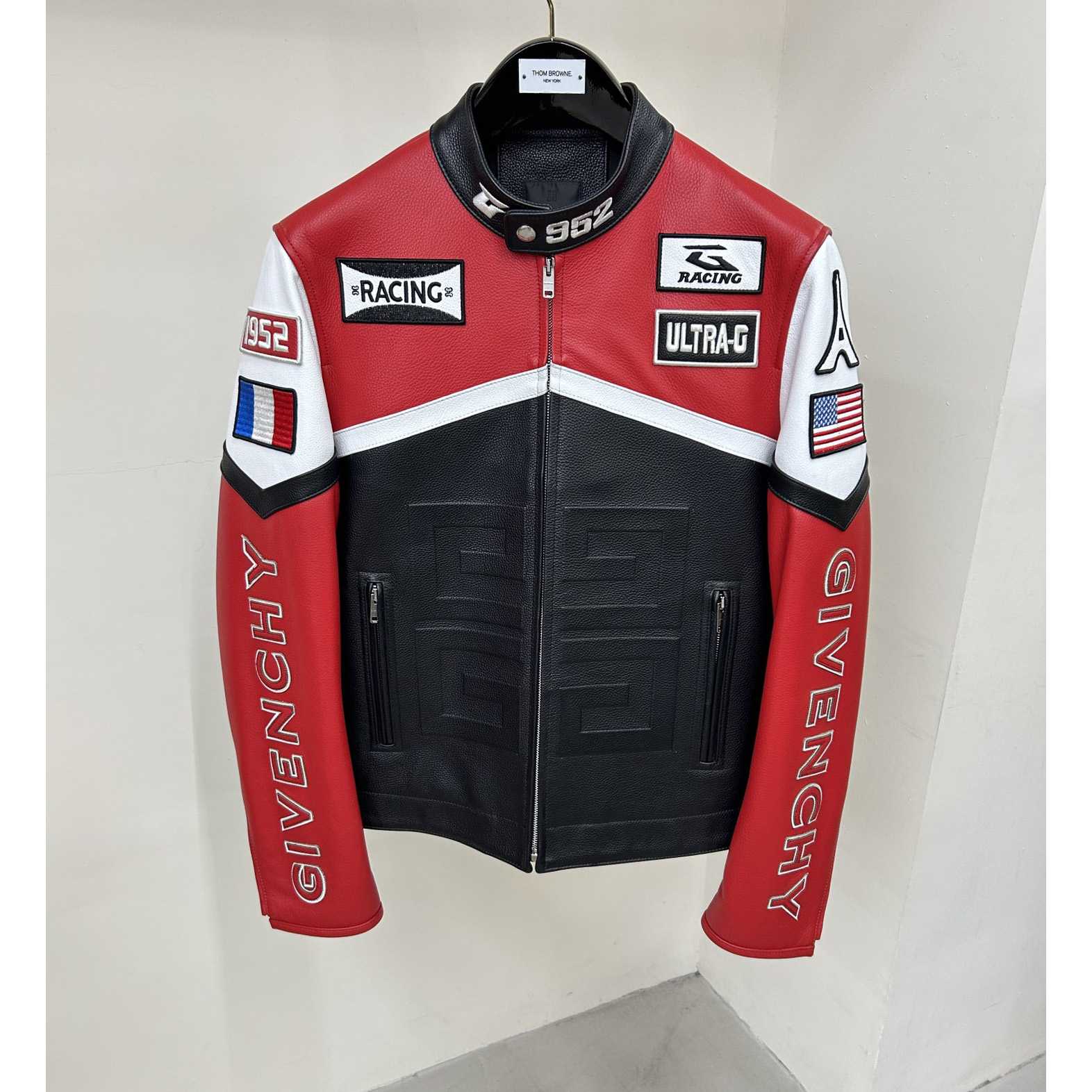 Givenchy Red 4g Motif Biker Jacket - DopestKickz