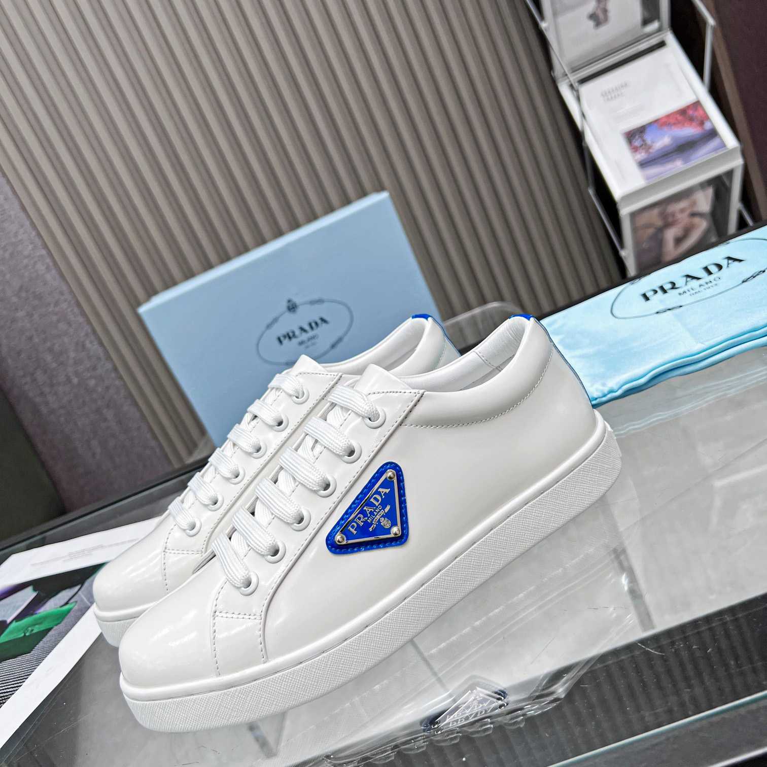 Prada Brushed Leather Low-top Sneakers - DopestKickz