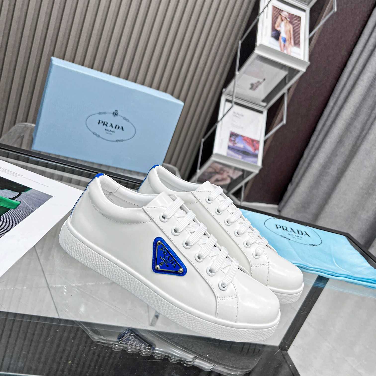 Prada Brushed Leather Low-top Sneakers - DopestKickz