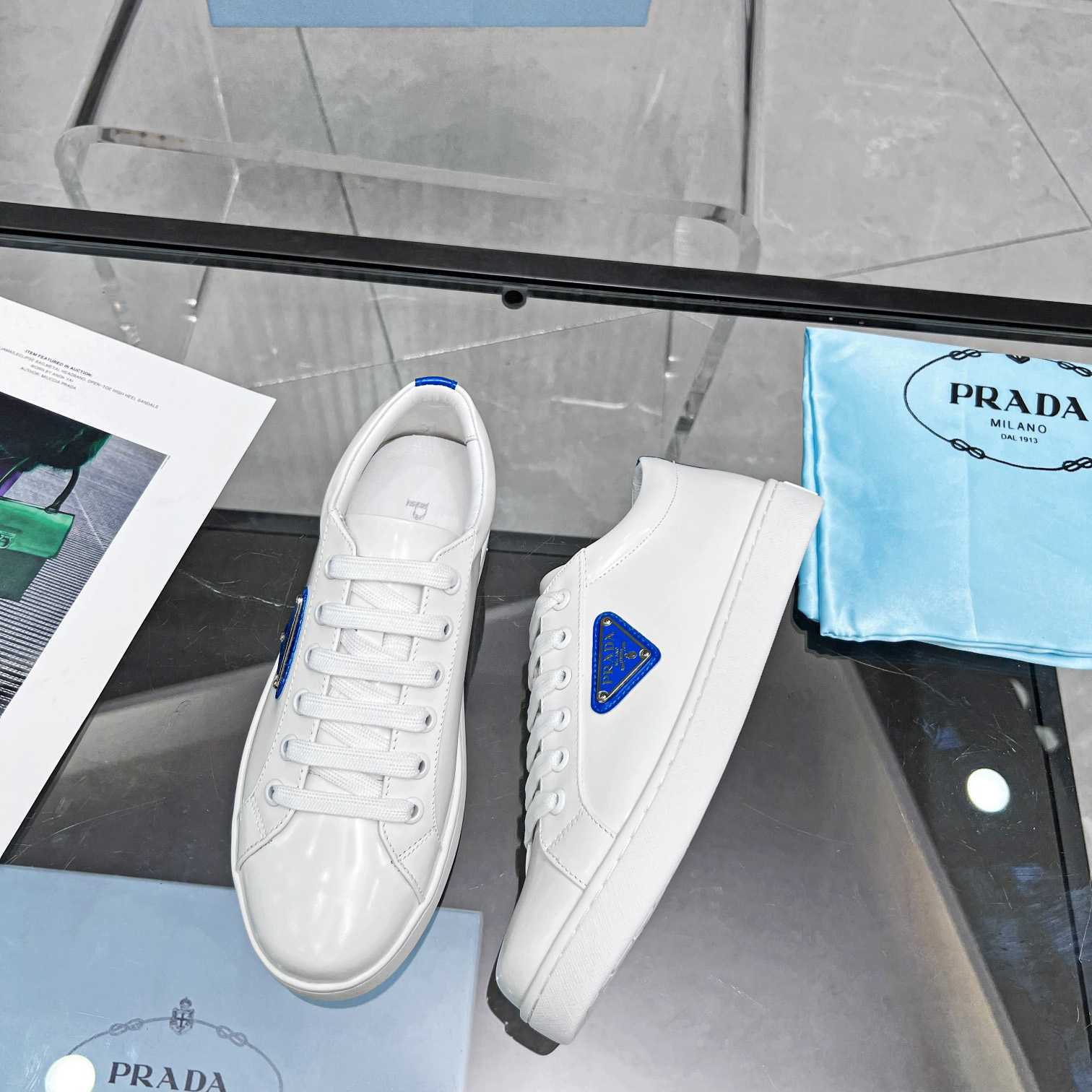 Prada Brushed Leather Low-top Sneakers - DopestKickz
