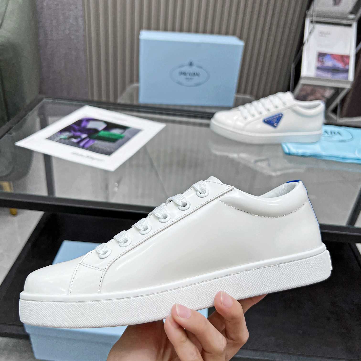 Prada Brushed Leather Low-top Sneakers - DopestKickz