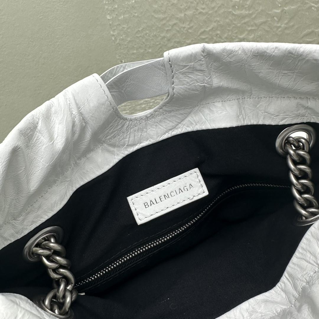 Balenciaga Crush Small Tote Bag In White(27X10X32CM) - DopestKickz