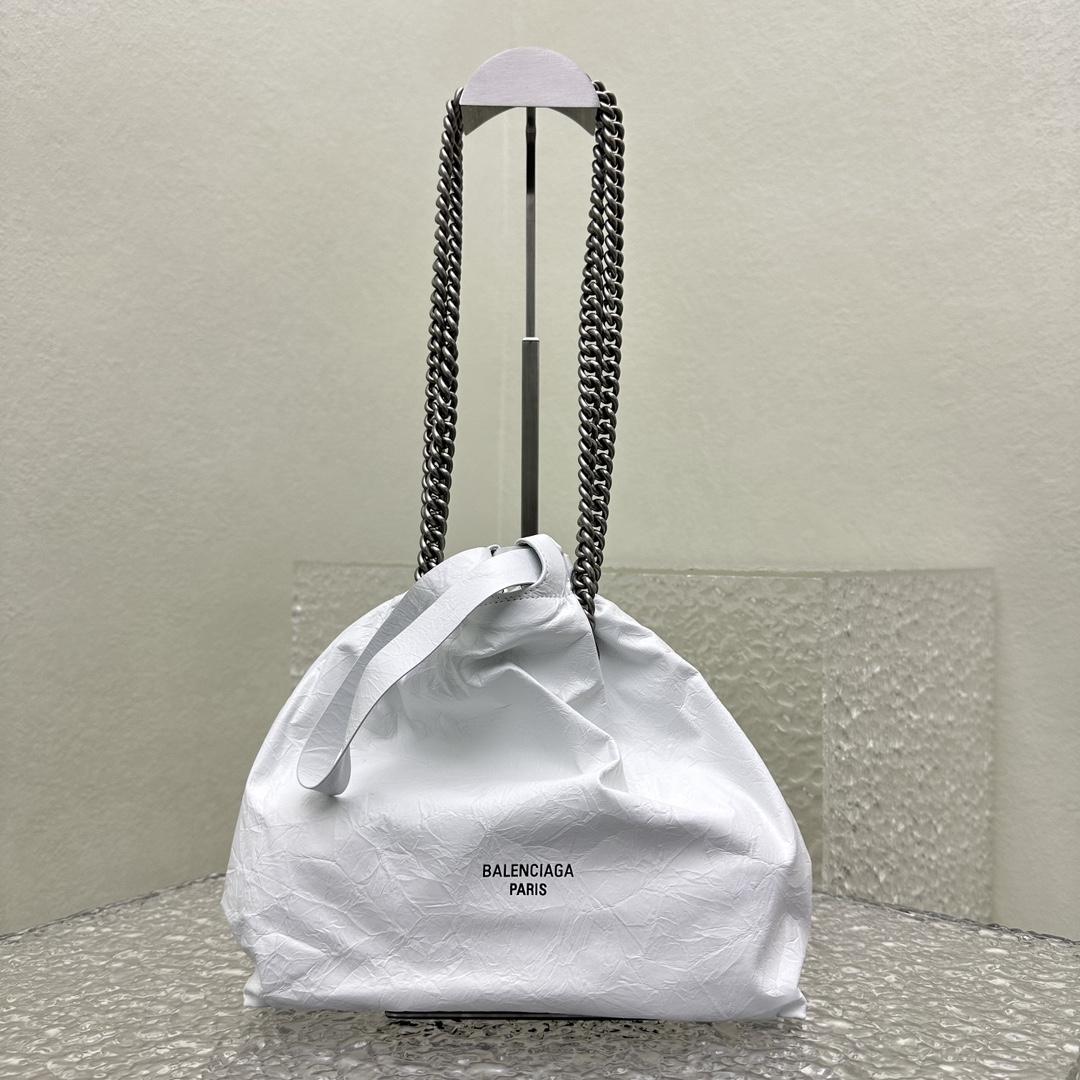 Balenciaga Crush Small Tote Bag In White(27X10X32CM) - DopestKickz