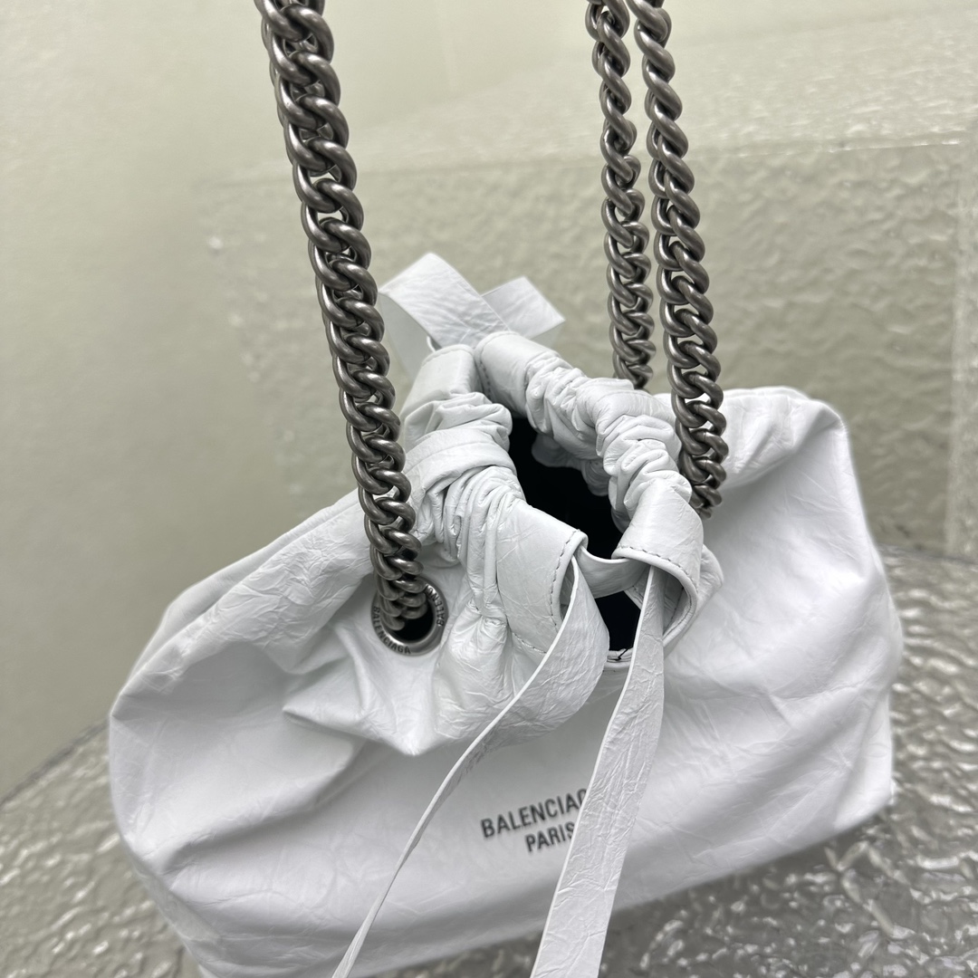 Balenciaga Crush Small Tote Bag In White(27X10X32CM) - DopestKickz