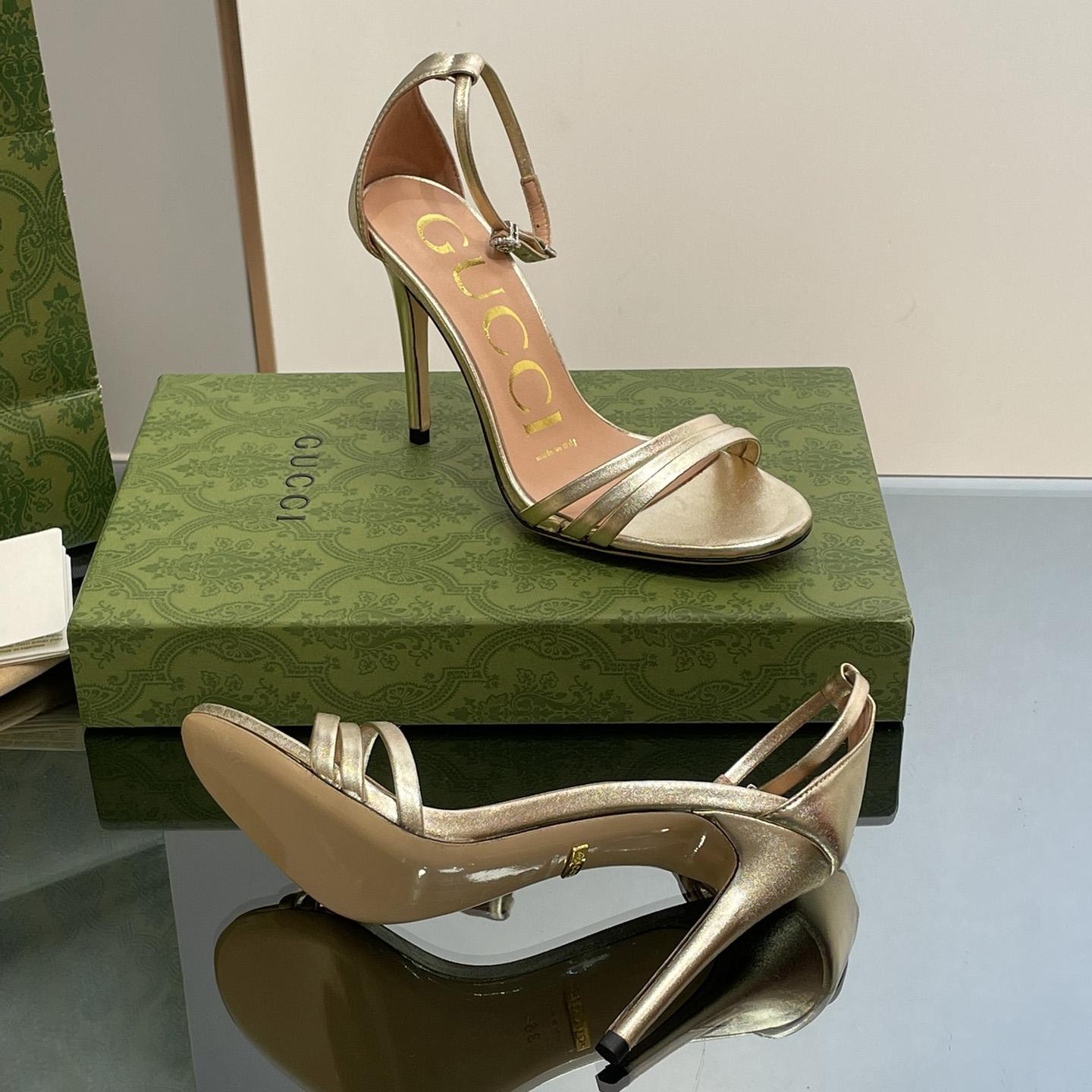 Gucci Women's Heeled Metallic Sandal - DopestKickz