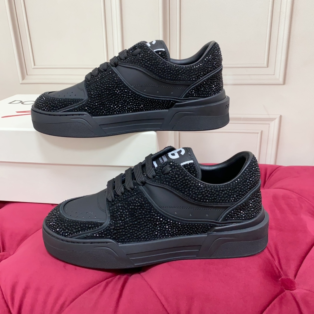 Dolce & Gabbana Crystal-embellished Leather Sneakers - DopestKickz