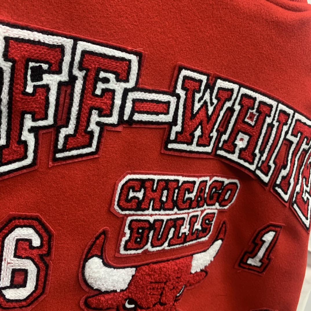 Off White C/O Chicago Bulls Varsity Jacket - DopestKickz