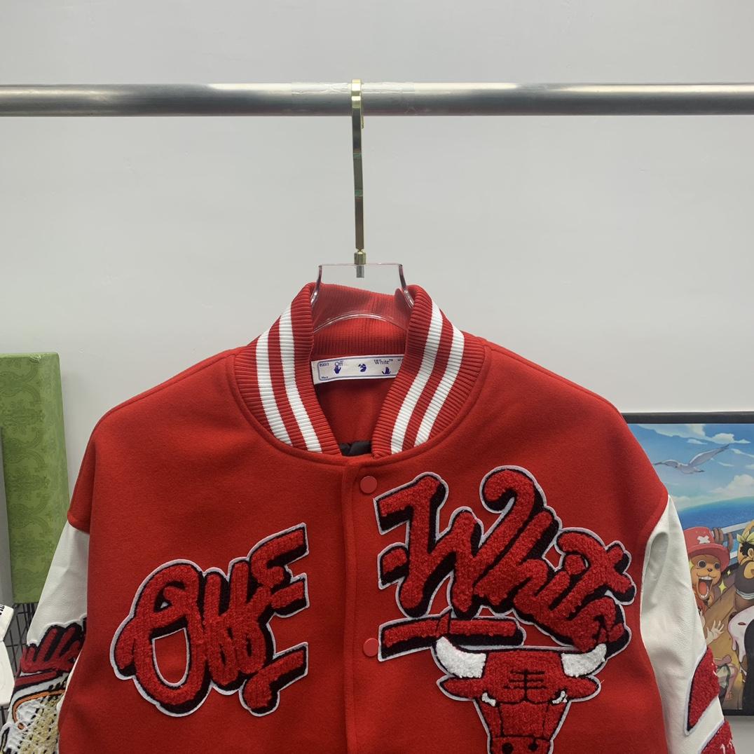 Off White C/O Chicago Bulls Varsity Jacket - DopestKickz