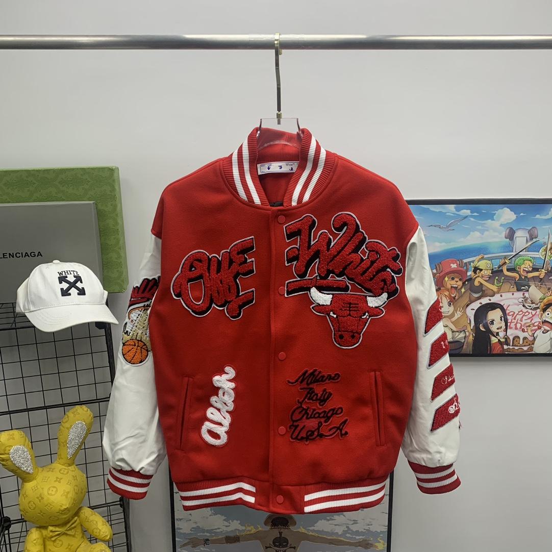 Off White C/O Chicago Bulls Varsity Jacket - DopestKickz