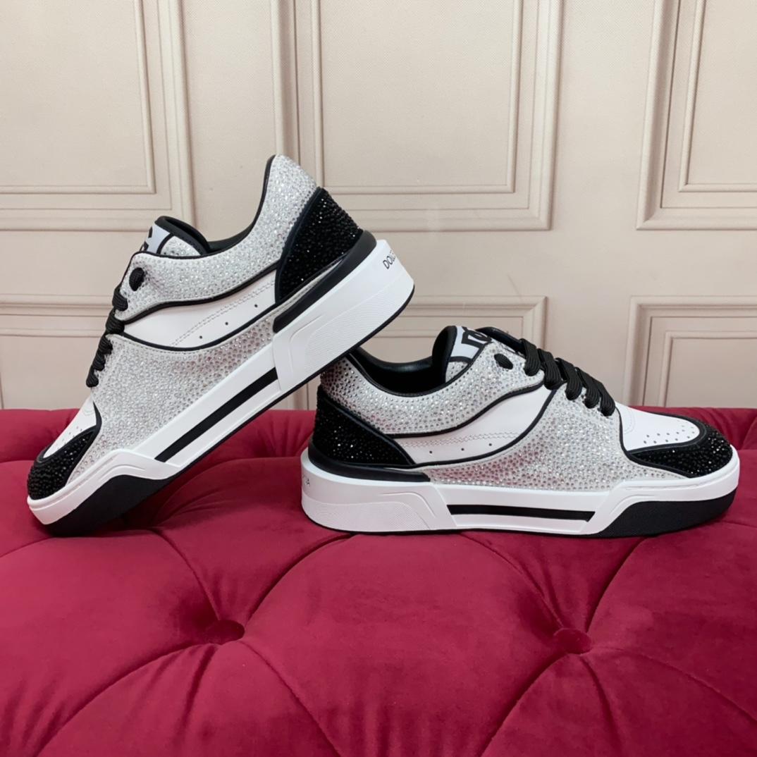 Dolce & Gabbana Crystal-embellished Leather Sneakers - DopestKickz