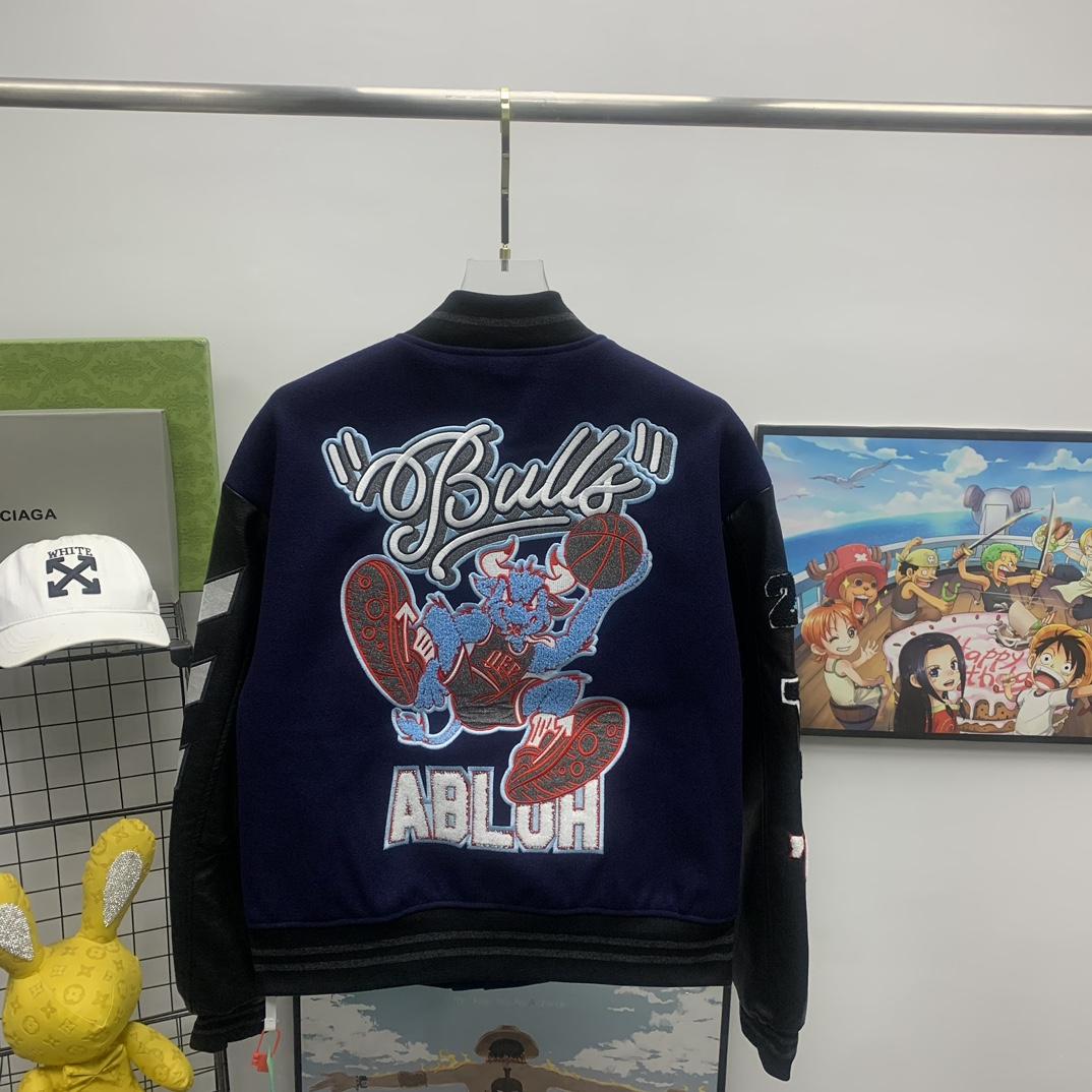 Off White C/O Chicago Bulls Varsity Jacket - DopestKickz