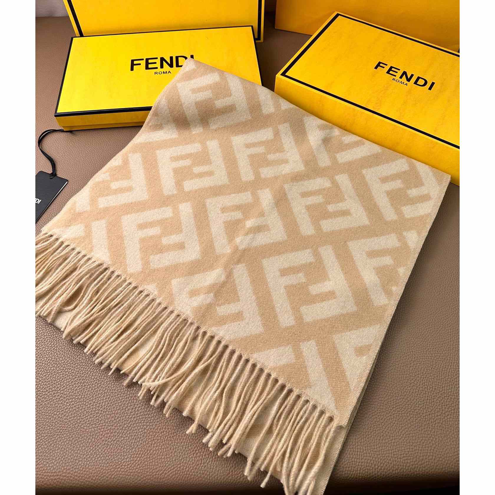 Fendi Beige Cashmere Scarf - DopestKickz