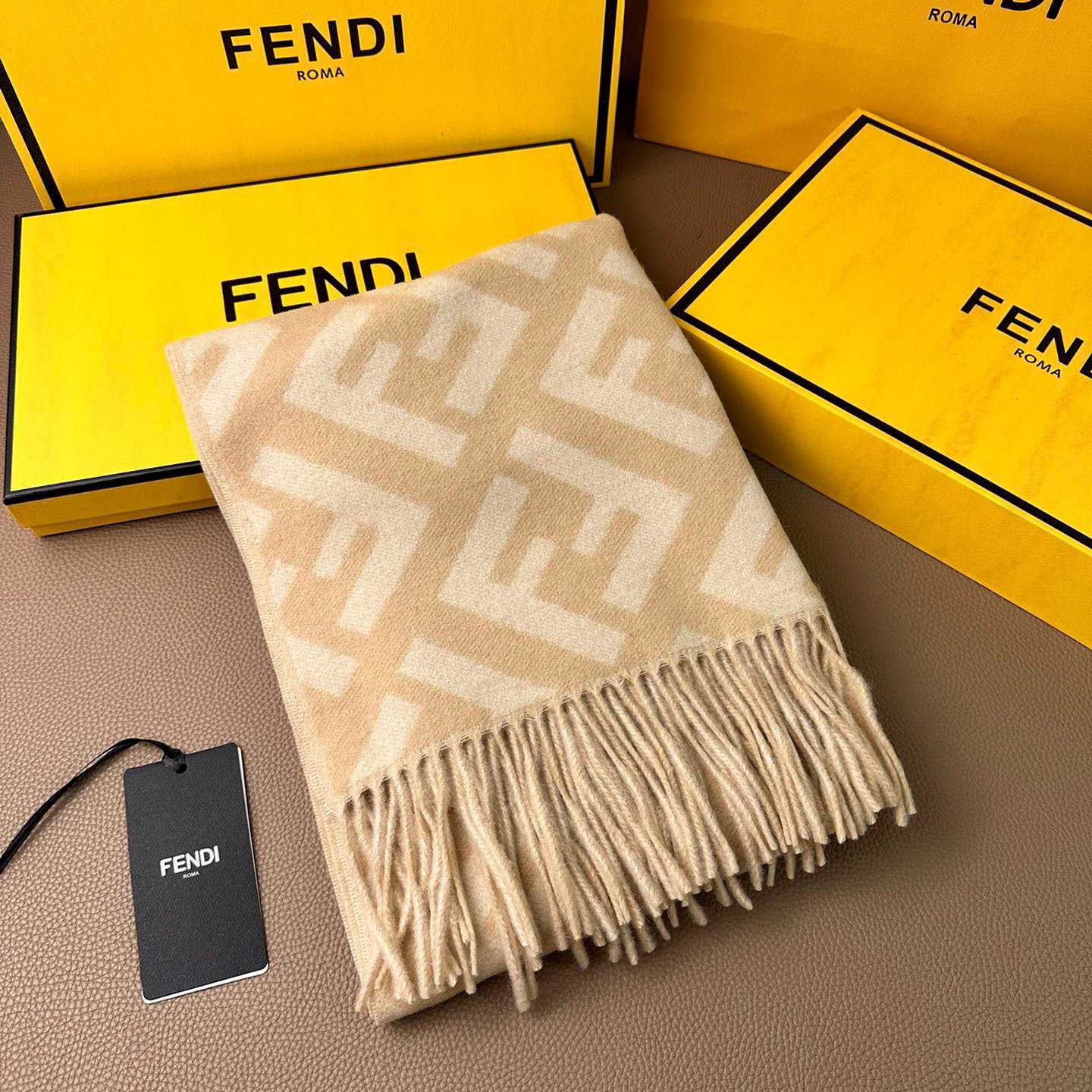 Fendi Beige Cashmere Scarf - DopestKickz