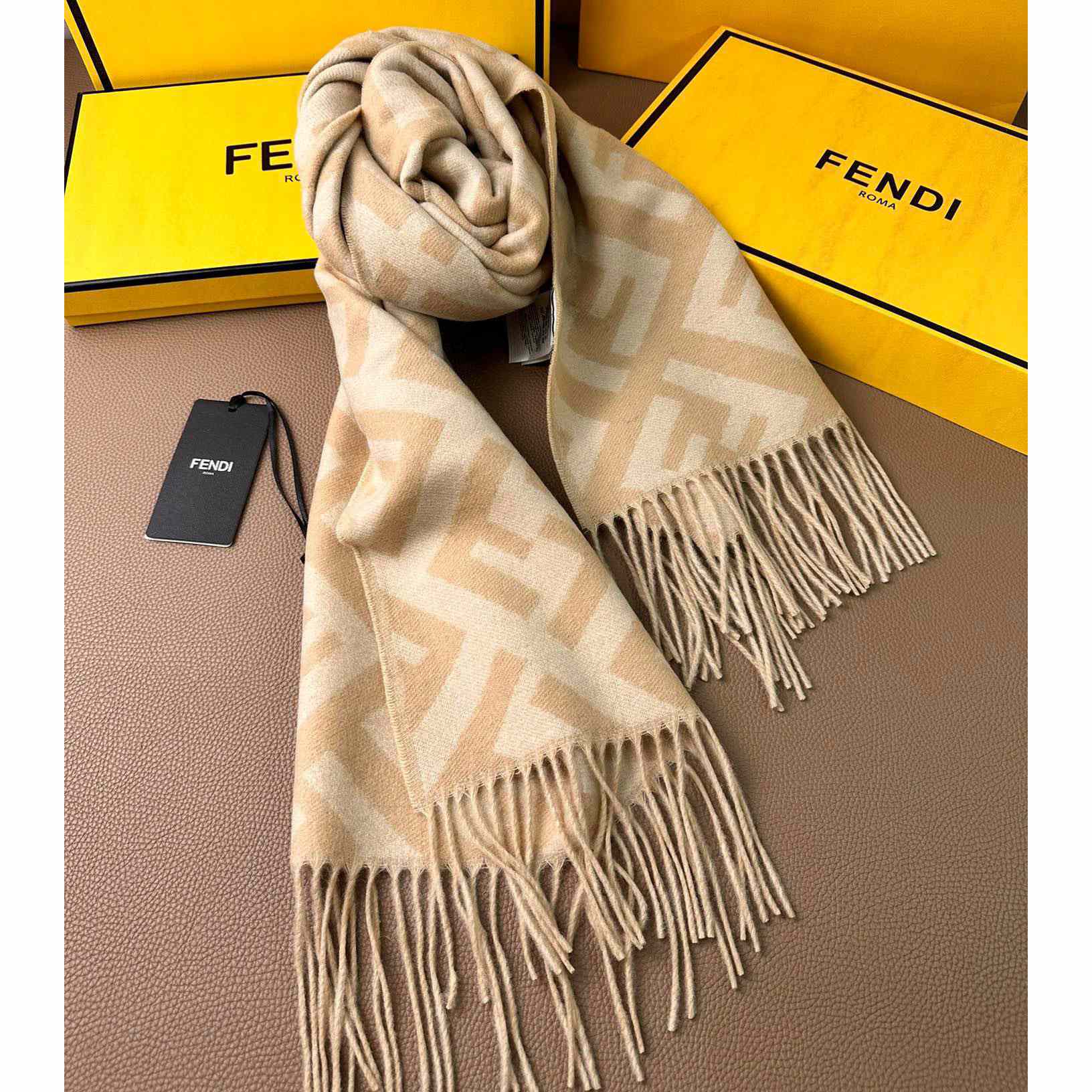 Fendi Beige Cashmere Scarf - DopestKickz