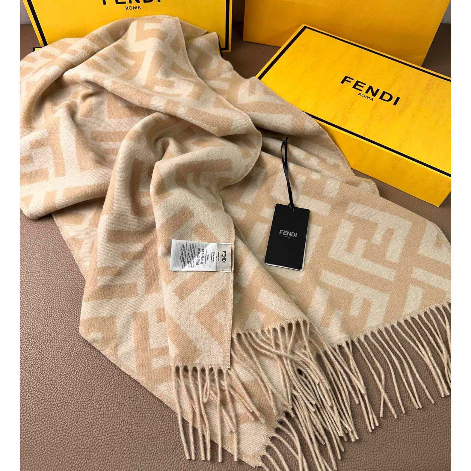 Fendi Beige Cashmere Scarf - DopestKickz