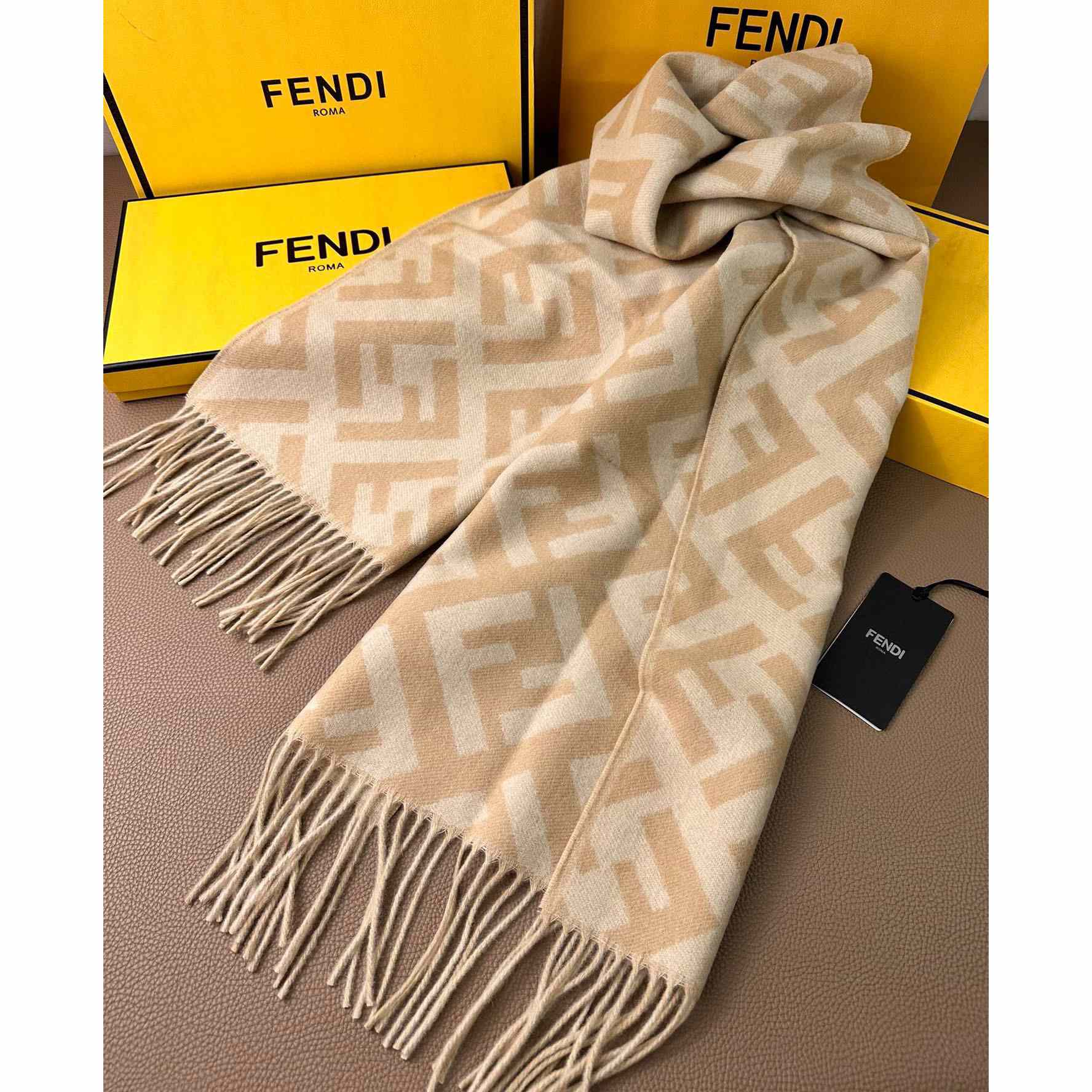 Fendi Beige Cashmere Scarf - DopestKickz