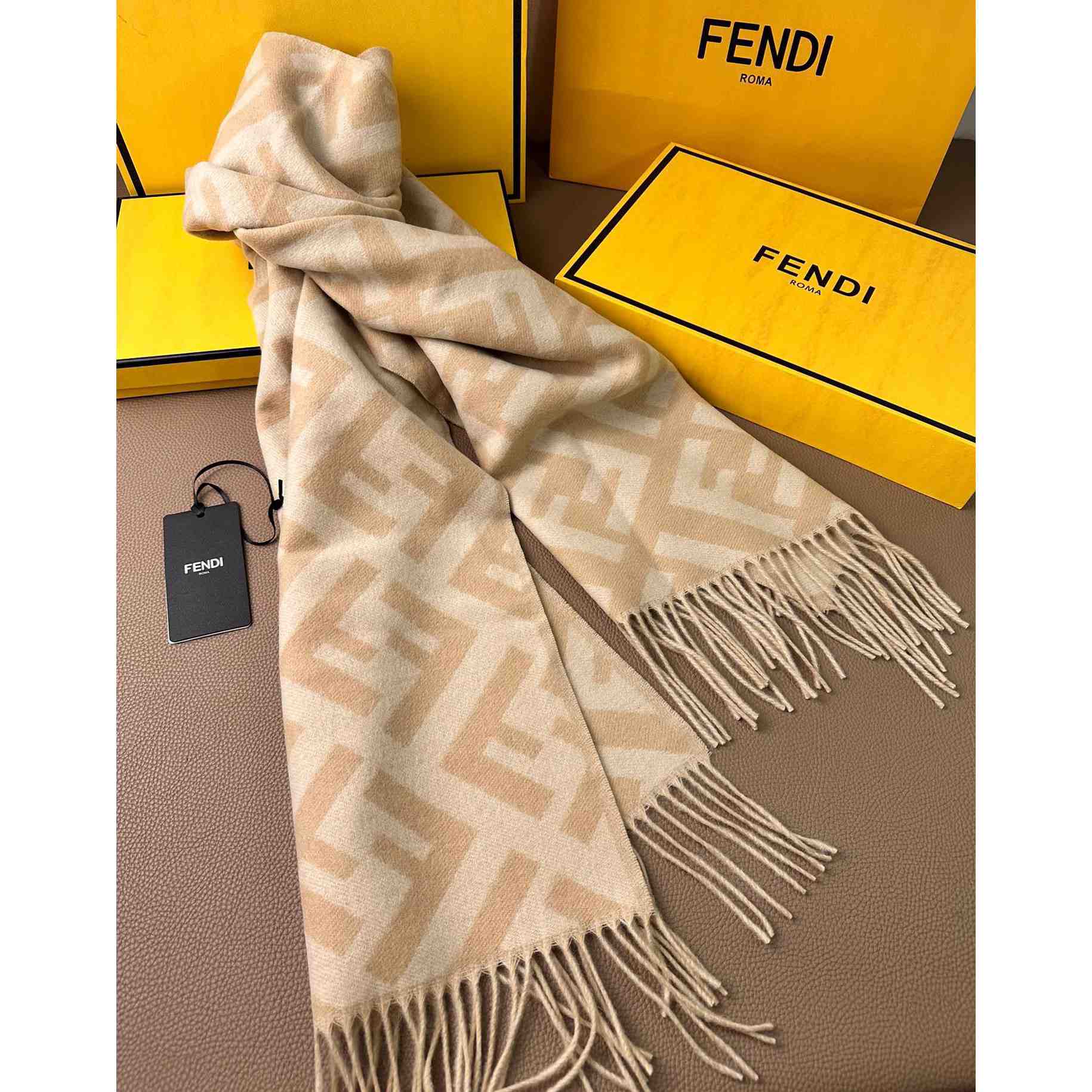 Fendi Beige Cashmere Scarf - DopestKickz