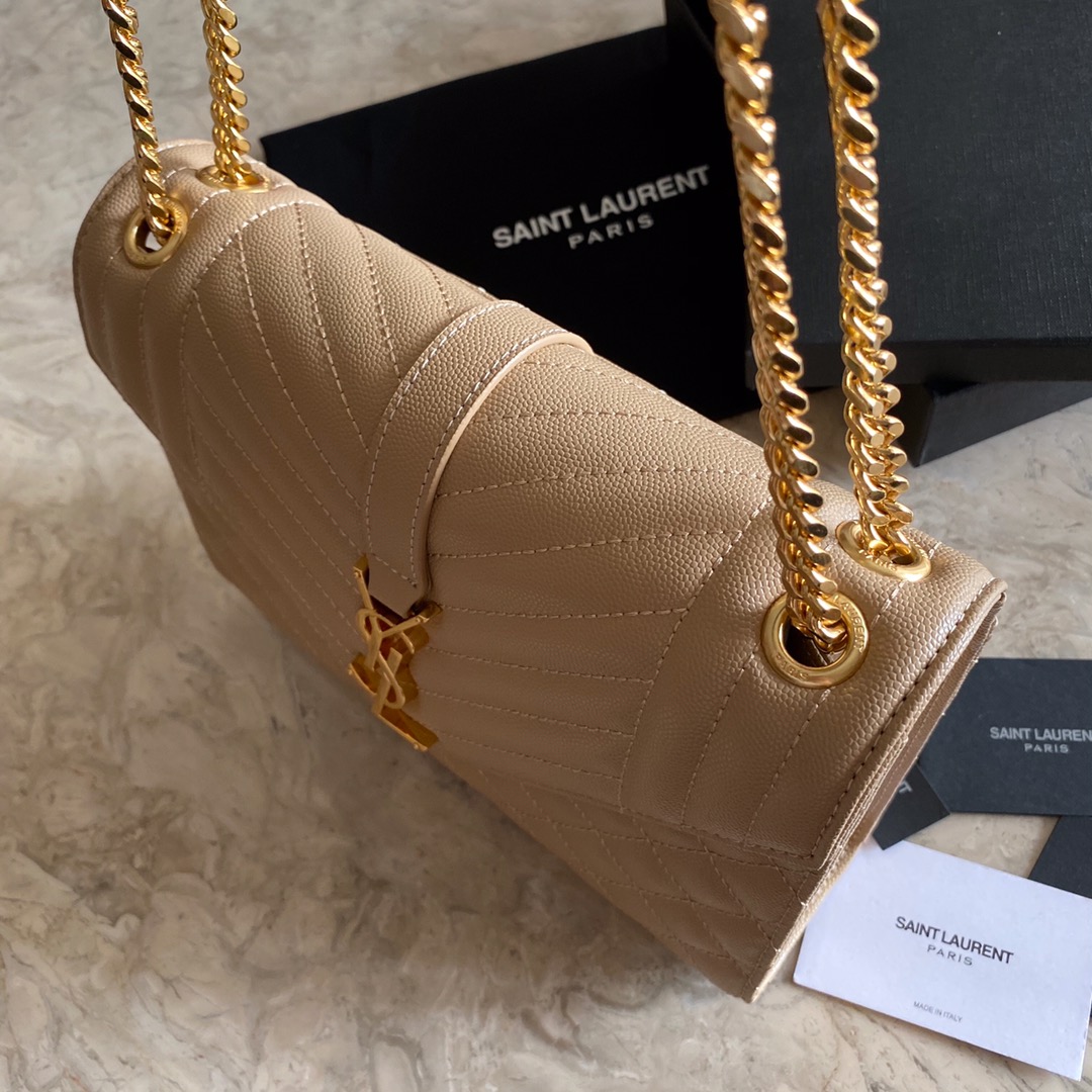 Saint Laurent Envelope Medium In Quilted Grain De Poudre Embossed Leather - DopestKickz