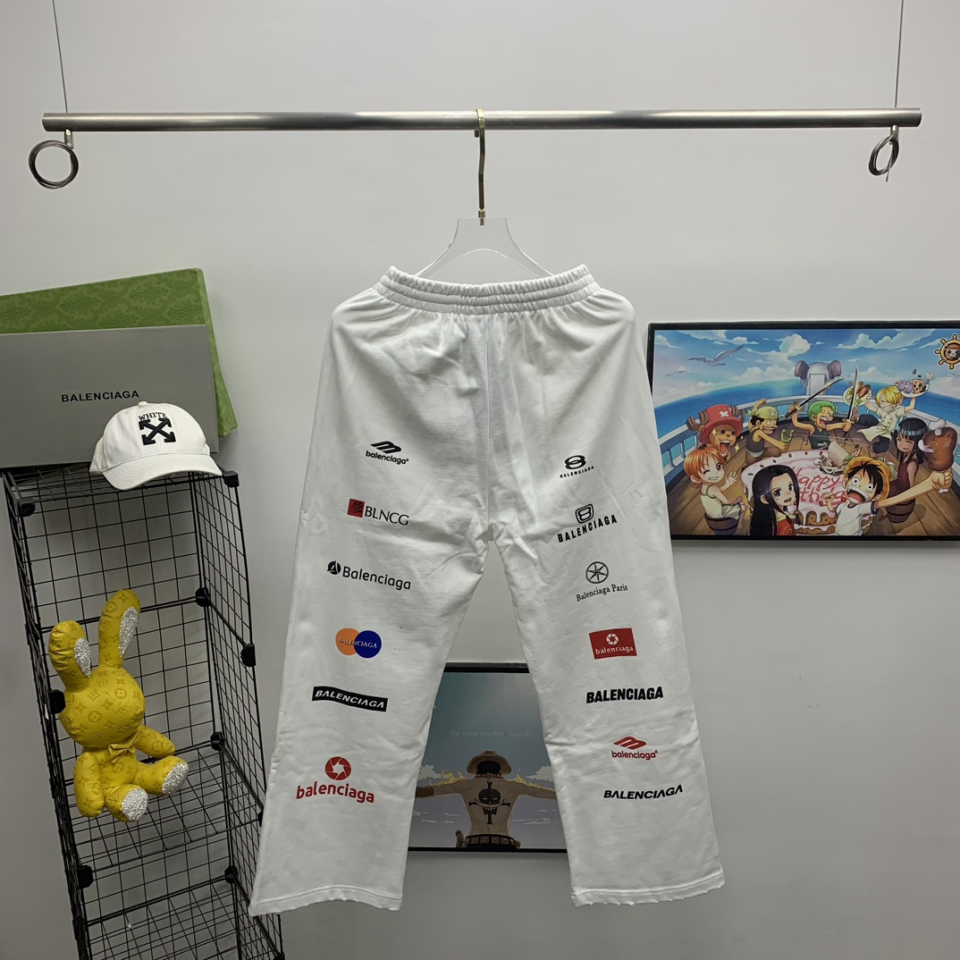 Balenciaga Top League Baggy Sweatpants In White - DopestKickz