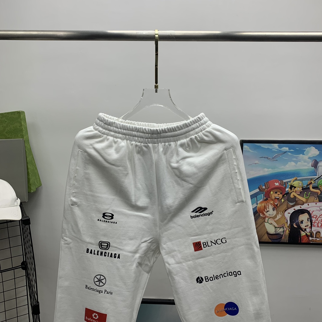 Balenciaga Top League Baggy Sweatpants In White - DopestKickz