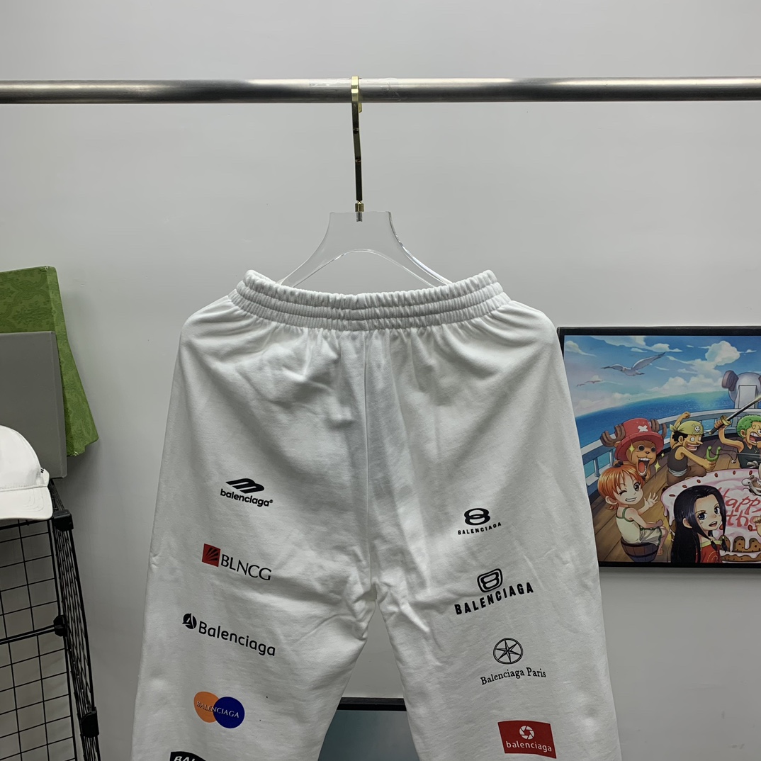 Balenciaga Top League Baggy Sweatpants In White - DopestKickz