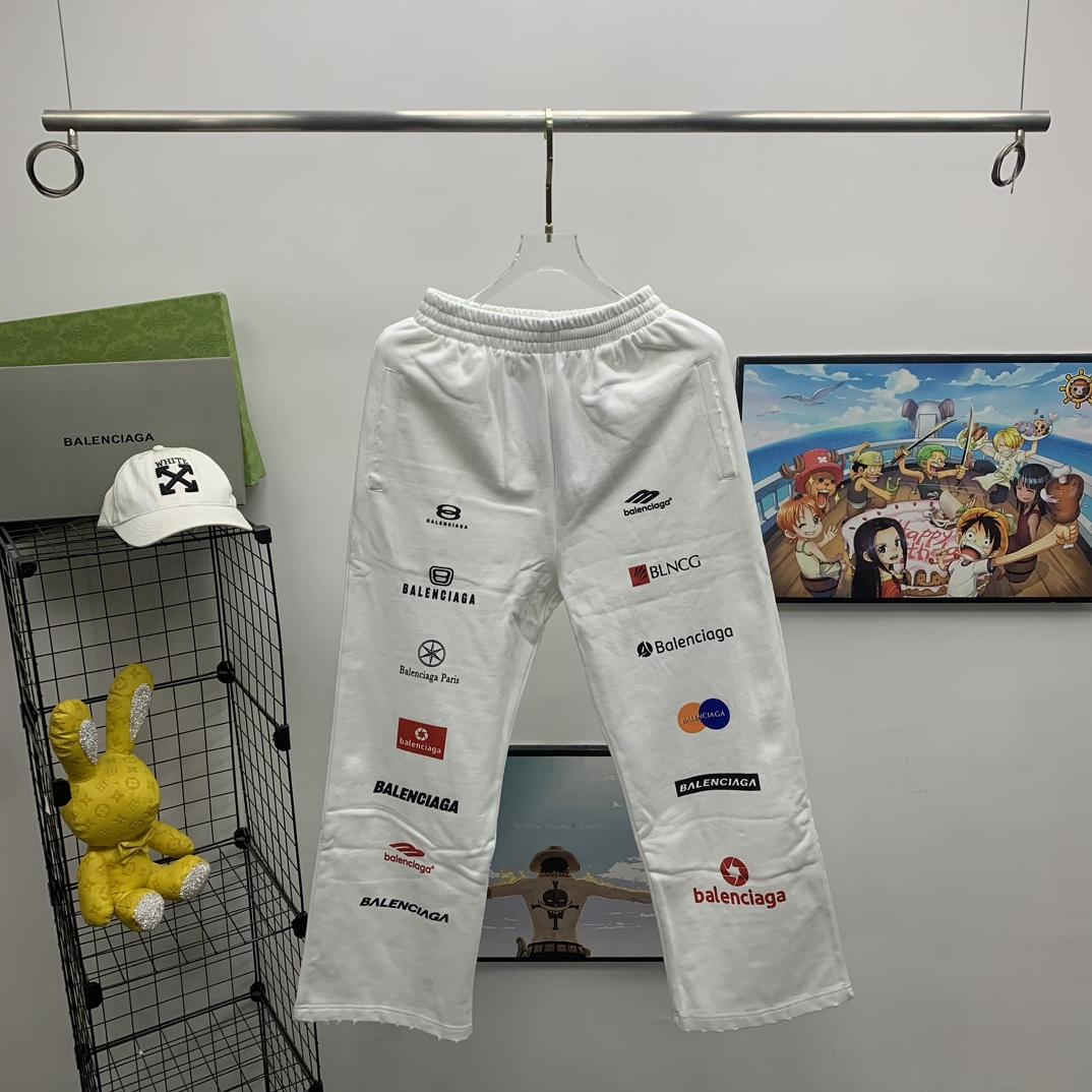 Balenciaga Top League Baggy Sweatpants In White - DopestKickz