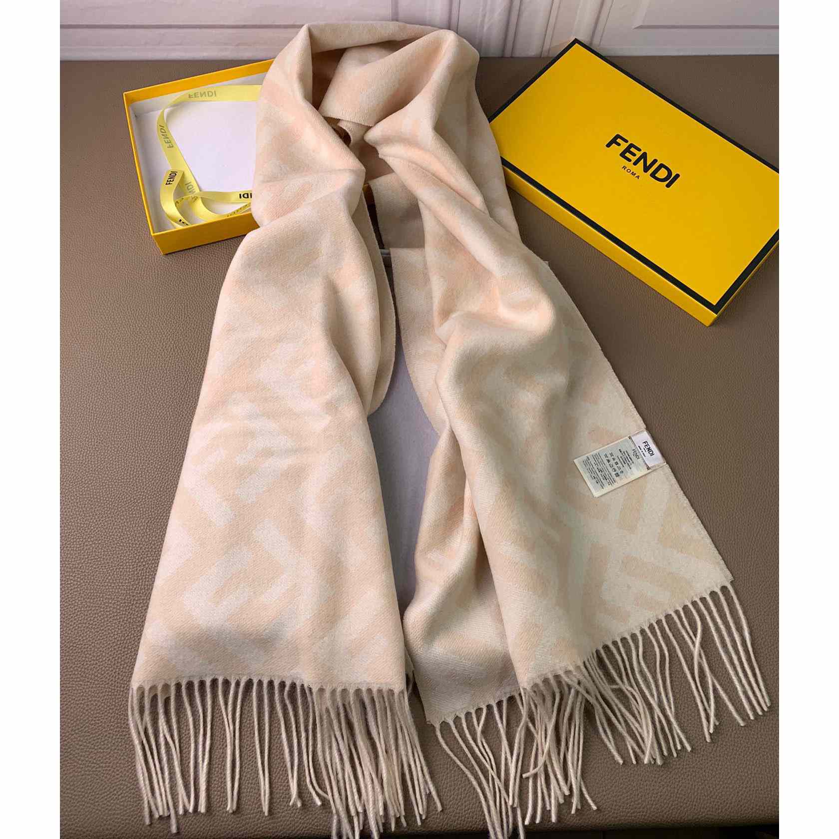 Fendi Pale Pink Cashmere Scarf - DopestKickz