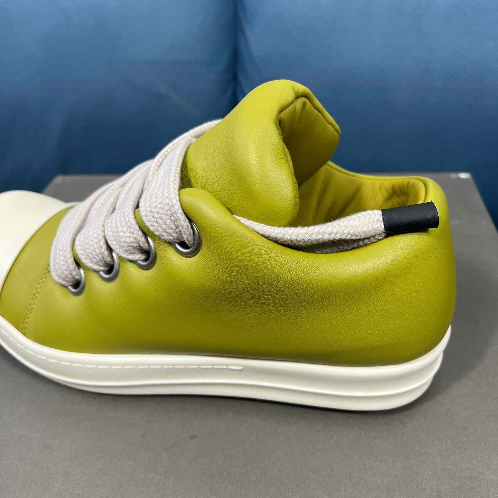 Rick Owens Green Jumbo Lace Padded Low-top Sneakers - DopestKickz