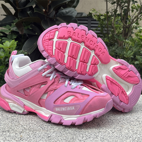 Balenciaga Track Sneaker In Pink Mesh And Suede-like Fabric - DopestKickz