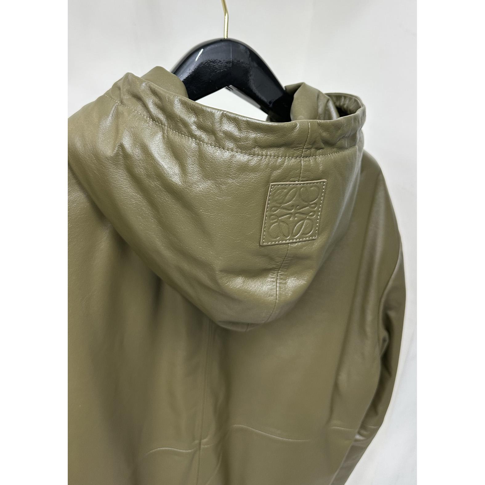 Loewe Zip-up Padded Hoodie In Nappa Lambskin - DopestKickz