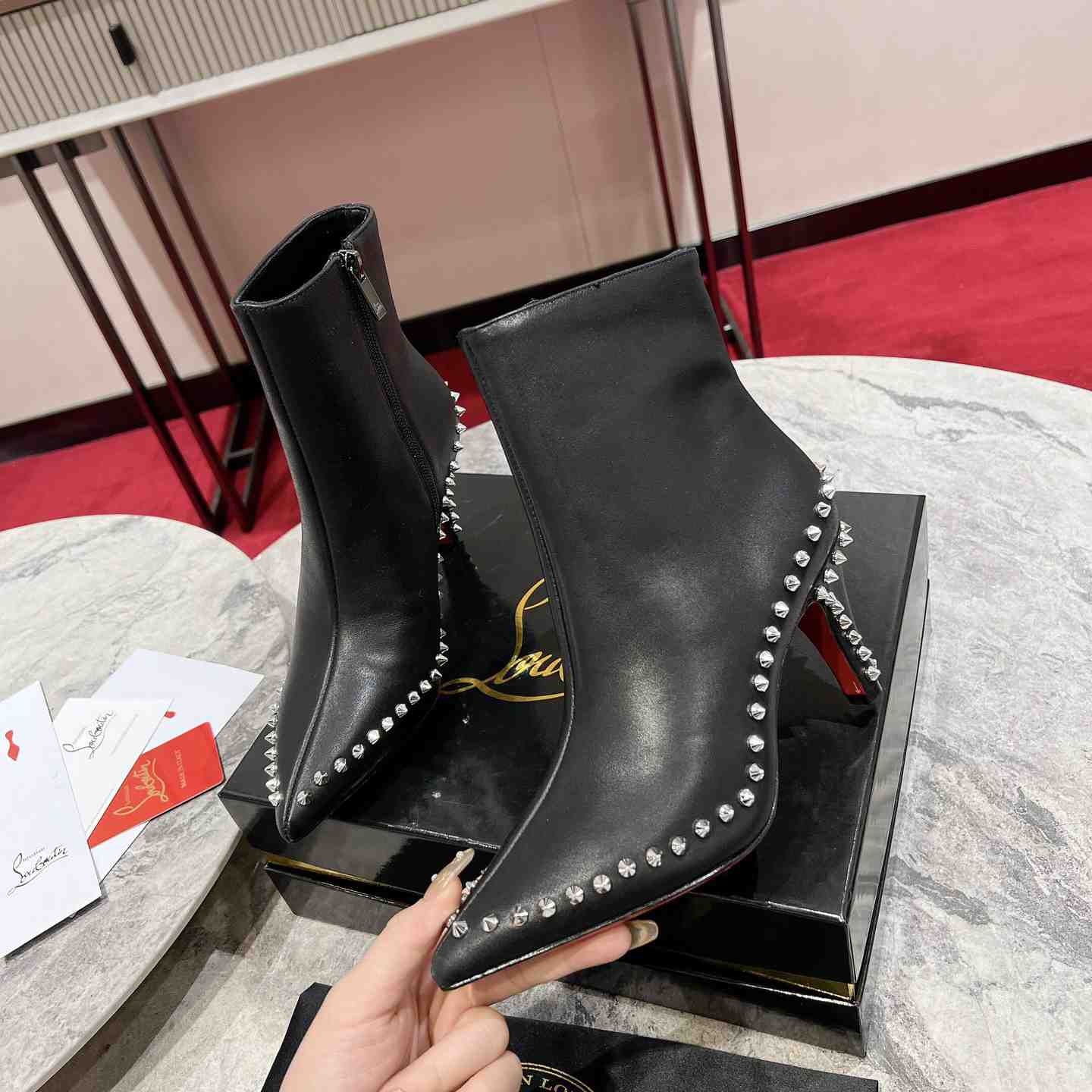 Christian Louboutin Vidura 85MM Leather Booties - DopestKickz