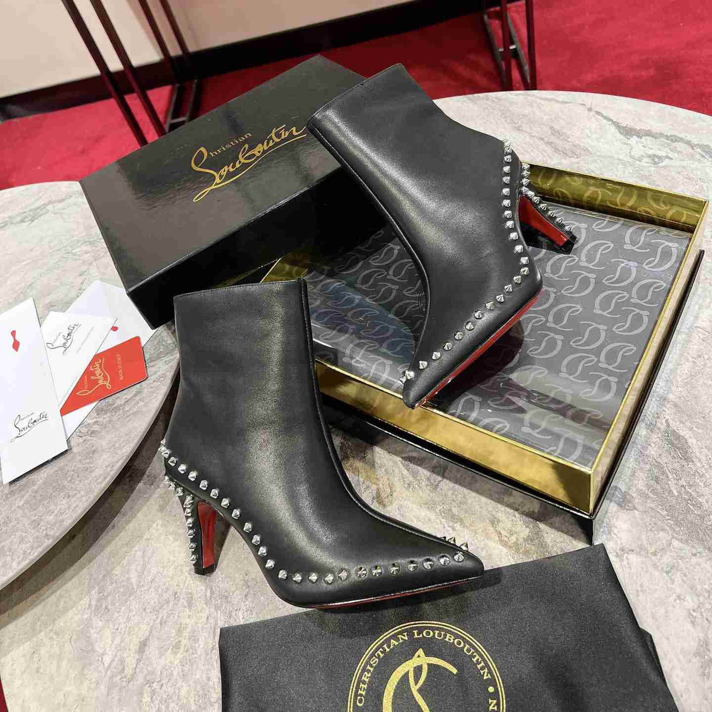 Christian Louboutin Vidura 85MM Leather Booties - DopestKickz