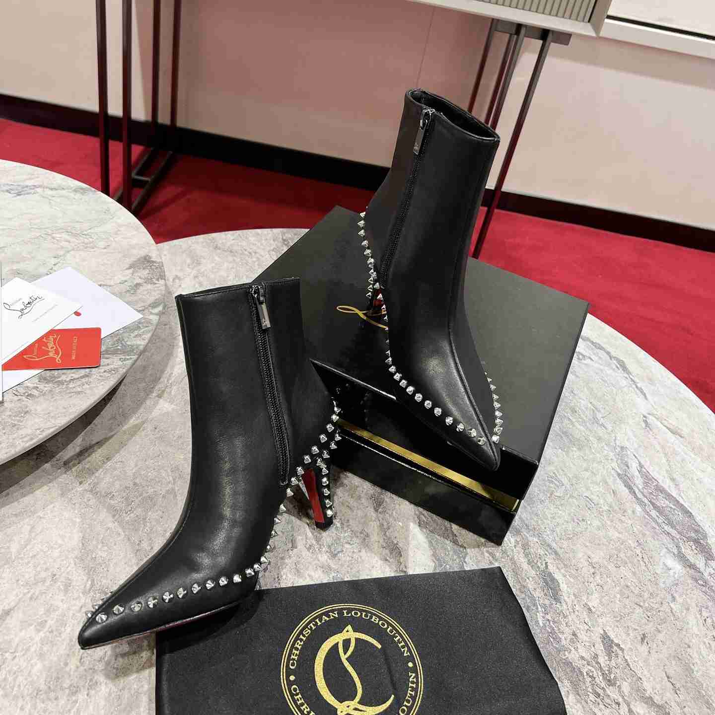 Christian Louboutin Vidura 85MM Leather Booties - DopestKickz