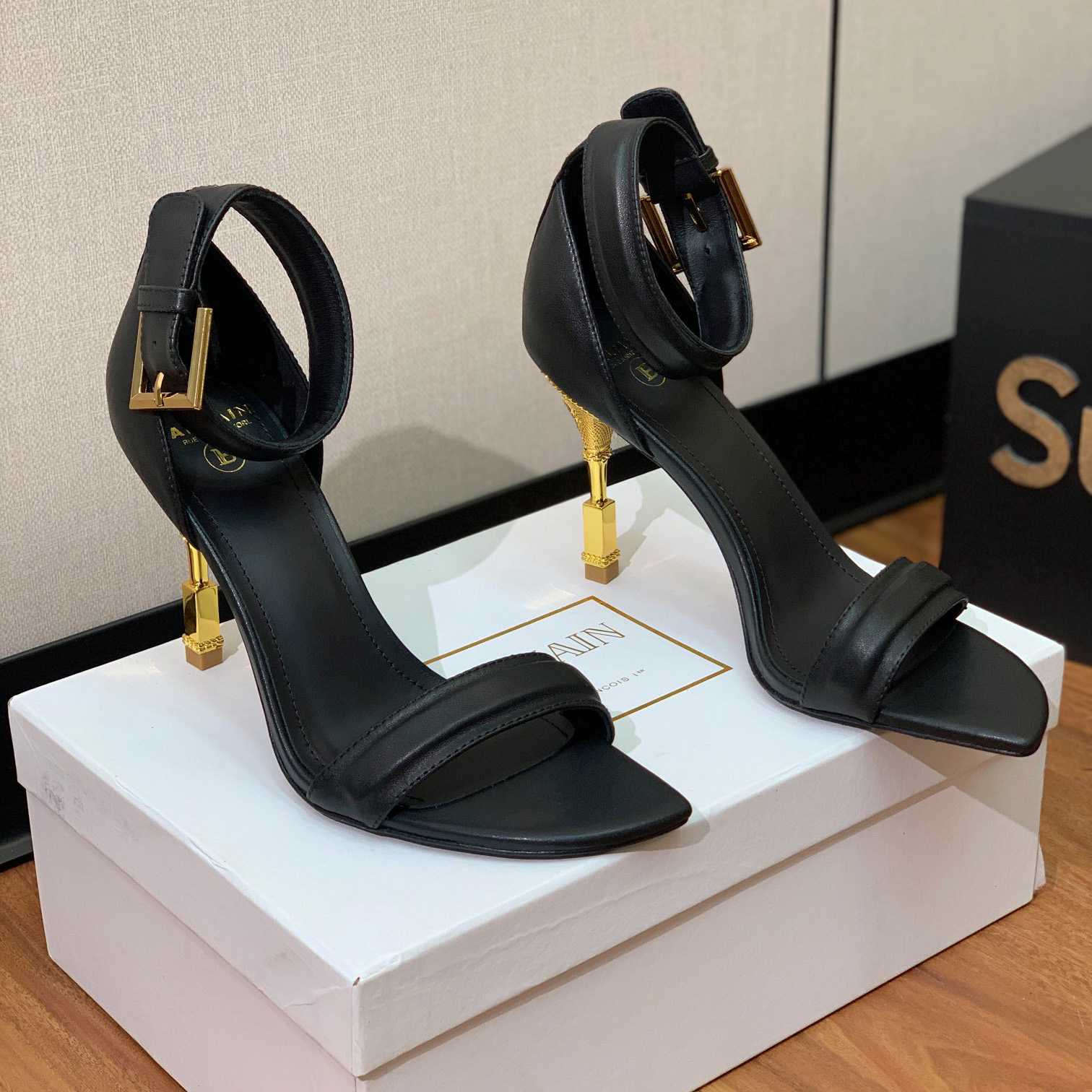 Balmain Moneta 105mm Leather Sandals - DopestKickz