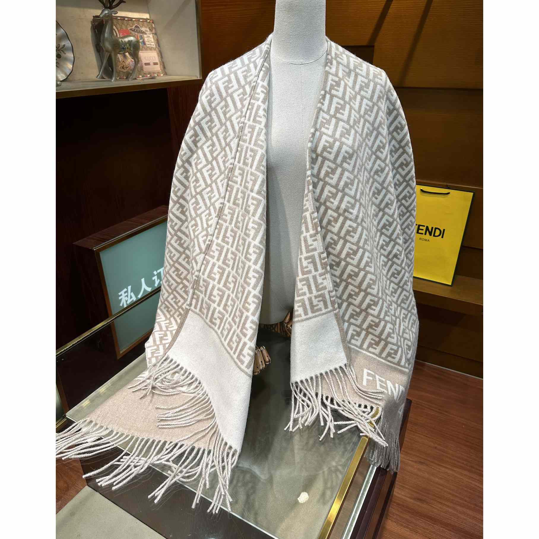 Fendi Beige Wool And Cashmere Poncho - DopestKickz