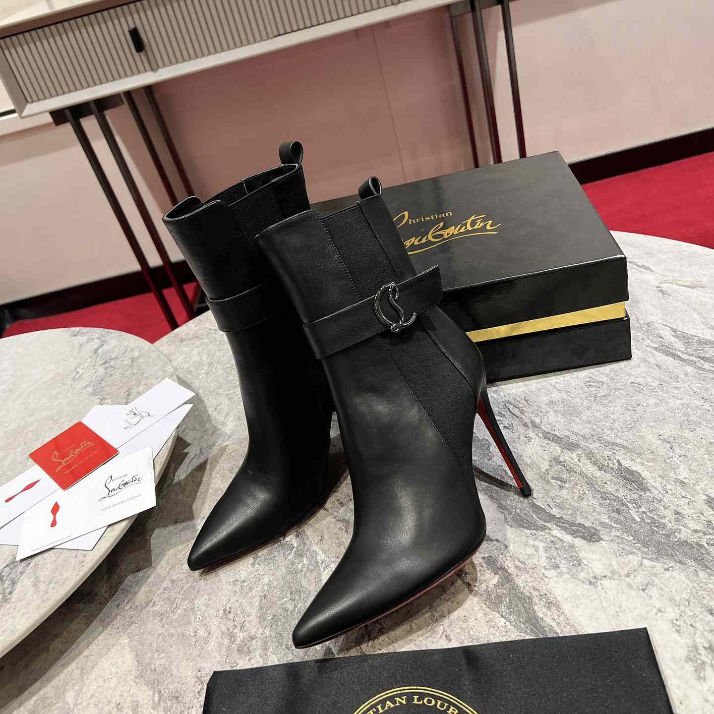 Christian Louboutin Black Cl Chelsea Booty 100 - DopestKickz
